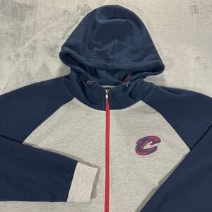 Cleveland Cavaliers Hoodie Mens XL Grey Navy Blue Excellent Full Zip NBA UNK